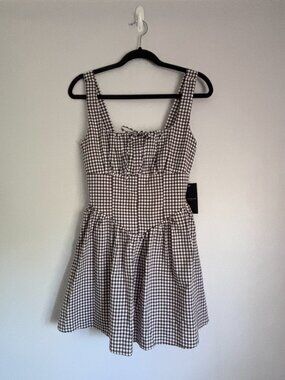 Mixed Threads Brown Gingham Mini Dress Sz. M NWT